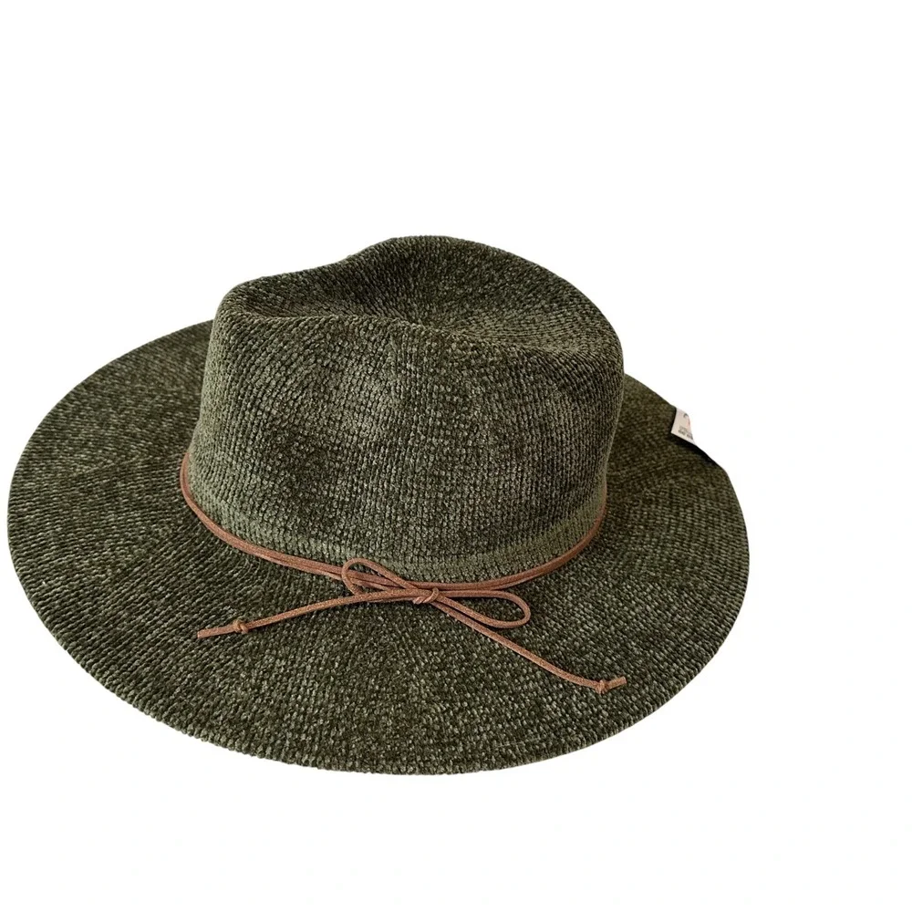 Wearable Art Fedora Hat‎ Adult One Size Olive Green NEW Textured Wide Brim Boho